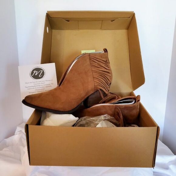 NWT Coconuts by Matisse Western Fringe Boots Sz 8 Festival Cowgirl Tan Ankle - Picture 2 of 8